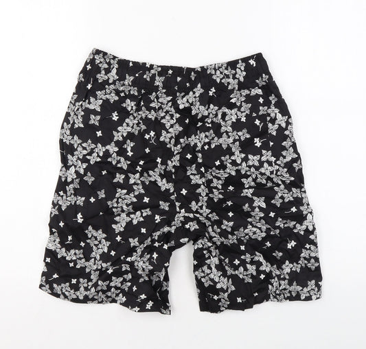 Autograph Mens Black Floral Cotton Chino Shorts Size S L7 in Regular Drawstring