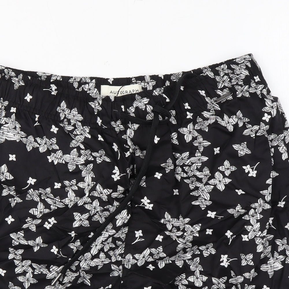 Autograph Mens Black Floral Cotton Chino Shorts Size S L7 in Regular Drawstring