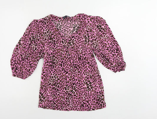 Womens UK Size 8 Marks and Spencer Pink Basic Button-Up