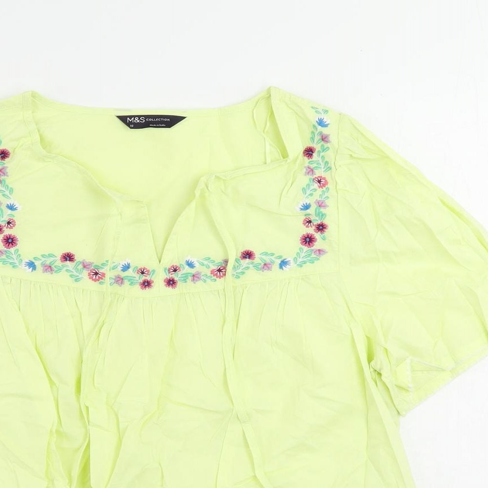 Womens UK Size 10 Marks and Spencer Yellow Basic Blouse
