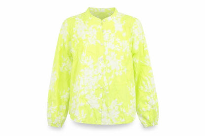 Marks and Spencer Womens Yellow Floral Cotton Basic Button-Up Size 6 V-Neck