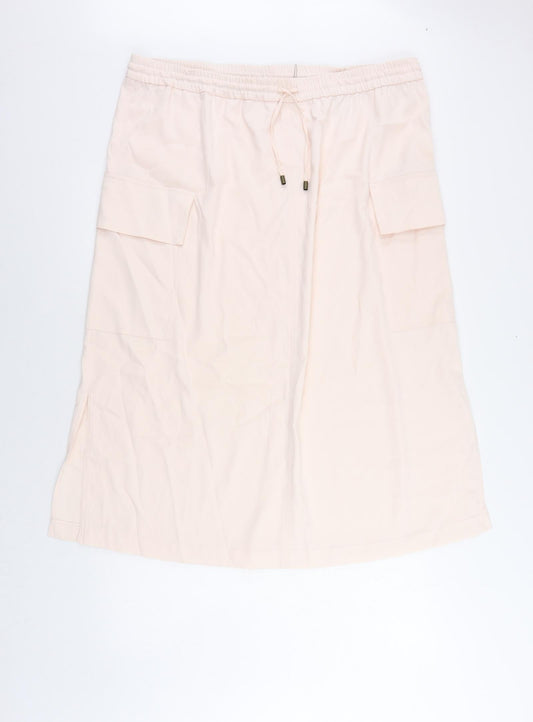 Marks and Spencer Womens Pink Polyester Cargo Skirt Size 20 Drawstring