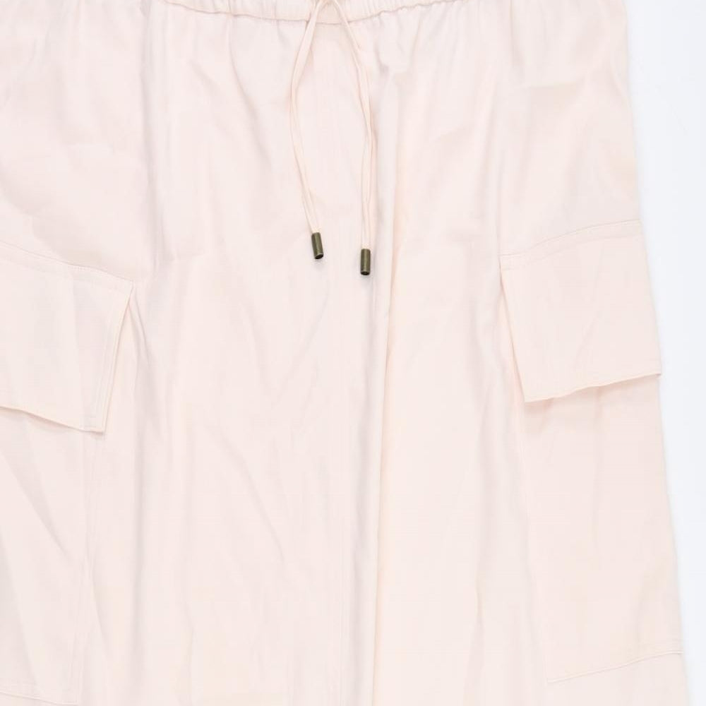 Marks and Spencer Womens Pink Polyester Cargo Skirt Size 20 Drawstring