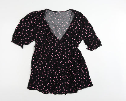 Womens UK Size 12 Marks and Spencer Black Wrap Blouse