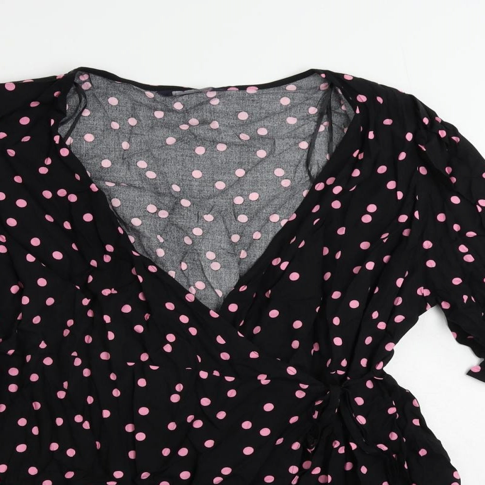 Womens UK Size 12 Marks and Spencer Black Wrap Blouse