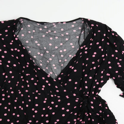 Womens UK Size 12 Marks and Spencer Black Wrap Blouse