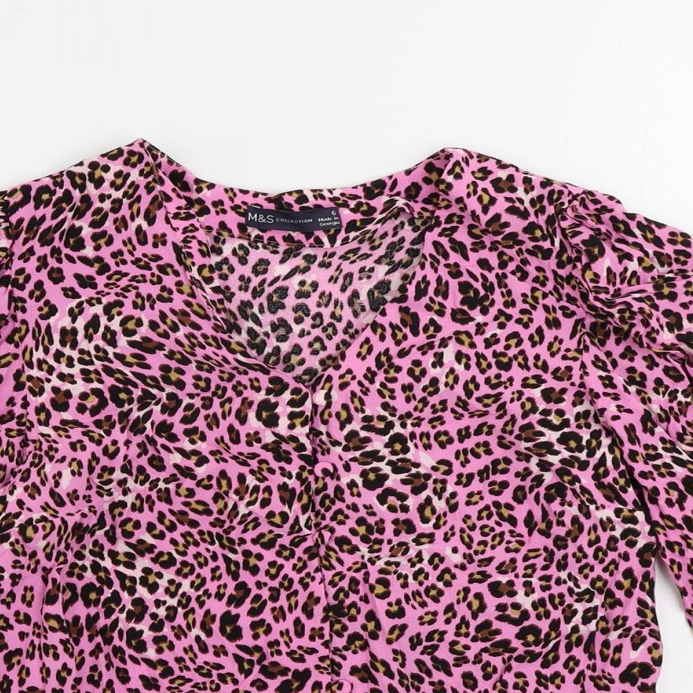 Womens UK Size 6 Marks and Spencer Pink Basic Button-Up