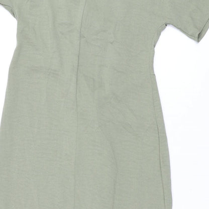 Marks and Spencer Womens Green Polyester Shirt Dress Size 8 Collared Button