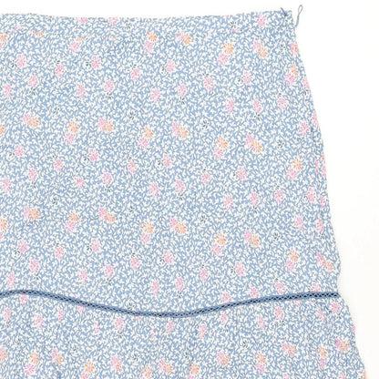 Marks and Spencer Womens Blue Floral Viscose Swing Skirt Size 20 Zip