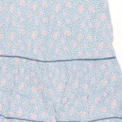 Marks and Spencer Womens Blue Floral Viscose Swing Skirt Size 20 Zip