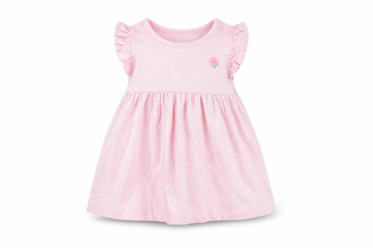 Marks and Spencer Girls Pink Cotton A-Line Size 3-6 Months Round Neck Snap