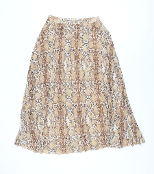Marks and Spencer Womens Beige Animal Print Polyester Swing Skirt Size 8 - Snake Print