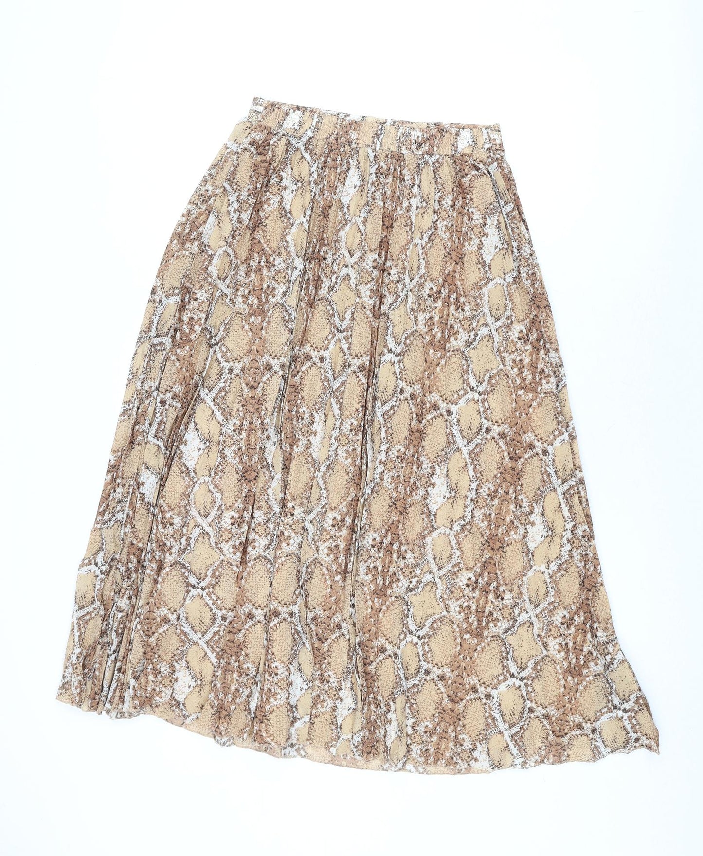 Marks and Spencer Womens Beige Animal Print Polyester Swing Skirt Size 8 - Snake Print