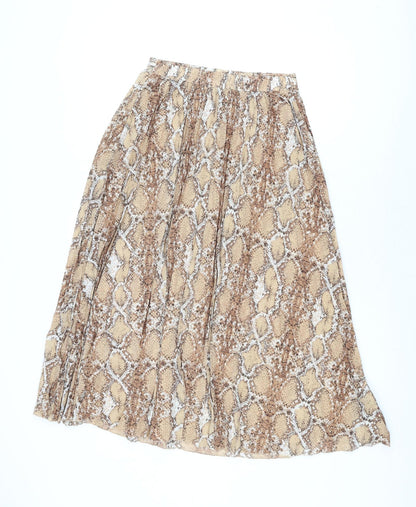 Marks and Spencer Womens Beige Animal Print Polyester Swing Skirt Size 8 - Snake Print