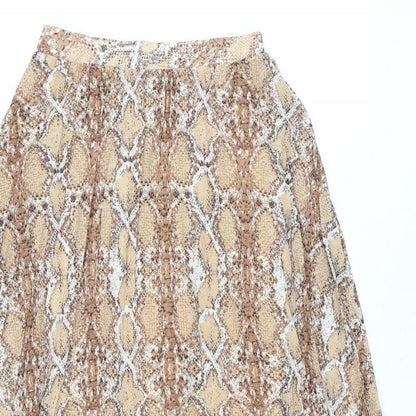 Marks and Spencer Womens Beige Animal Print Polyester Swing Skirt Size 8 - Snake Print