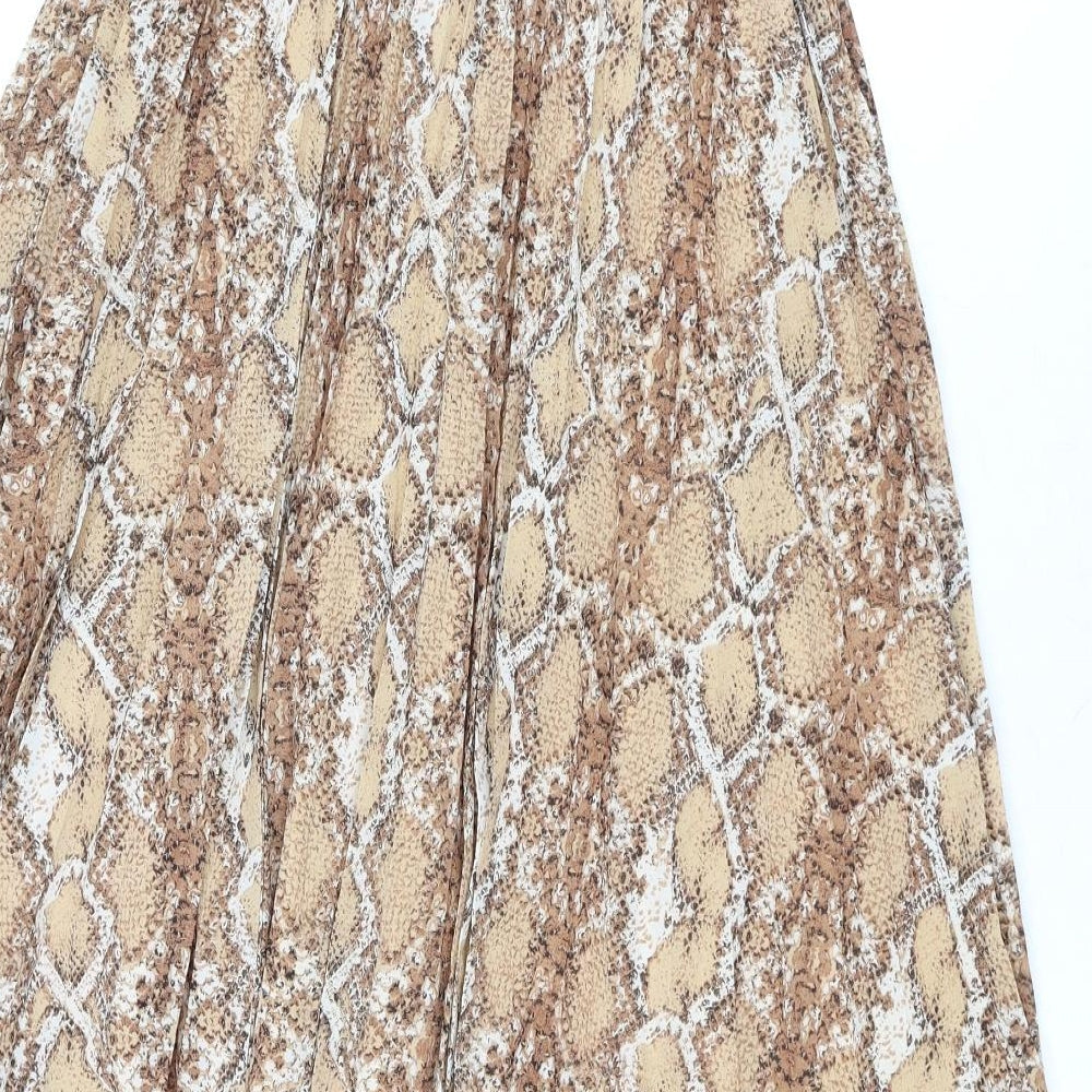 Marks and Spencer Womens Beige Animal Print Polyester Swing Skirt Size 8 - Snake Print
