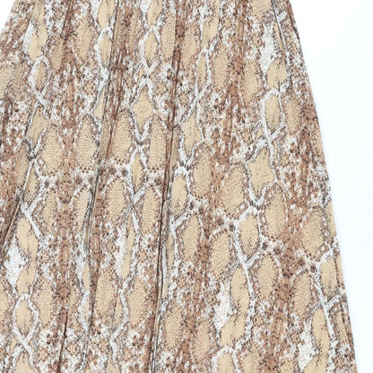 Marks and Spencer Womens Beige Animal Print Polyester Swing Skirt Size 8 - Snake Print