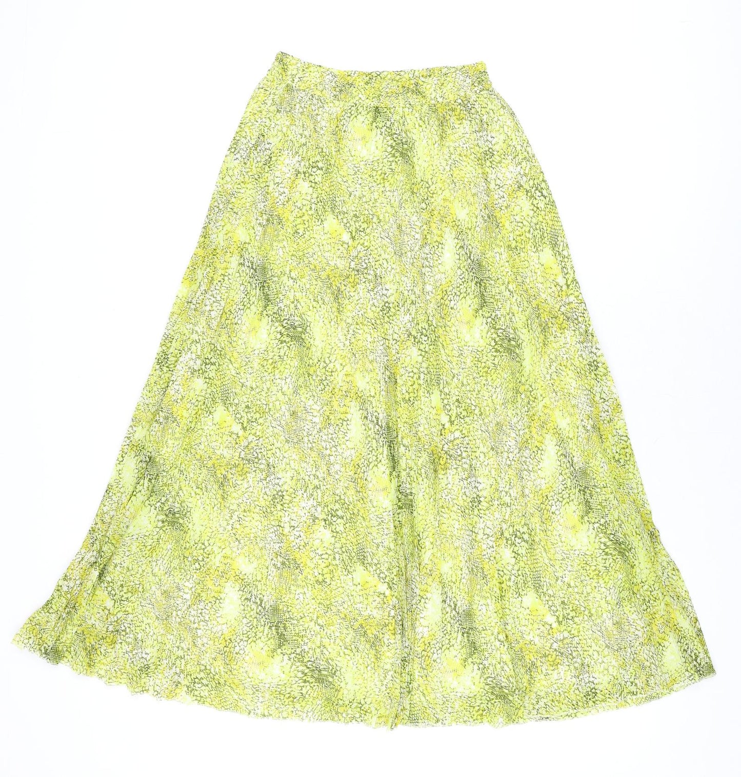 Marks and Spencer Womens Yellow Geometric Polyester Swing Skirt Size 6