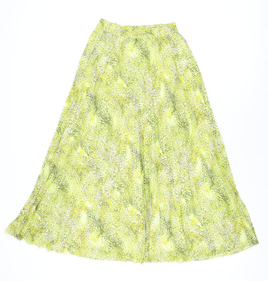 Marks and Spencer Womens Yellow Geometric Polyester Swing Skirt Size 6