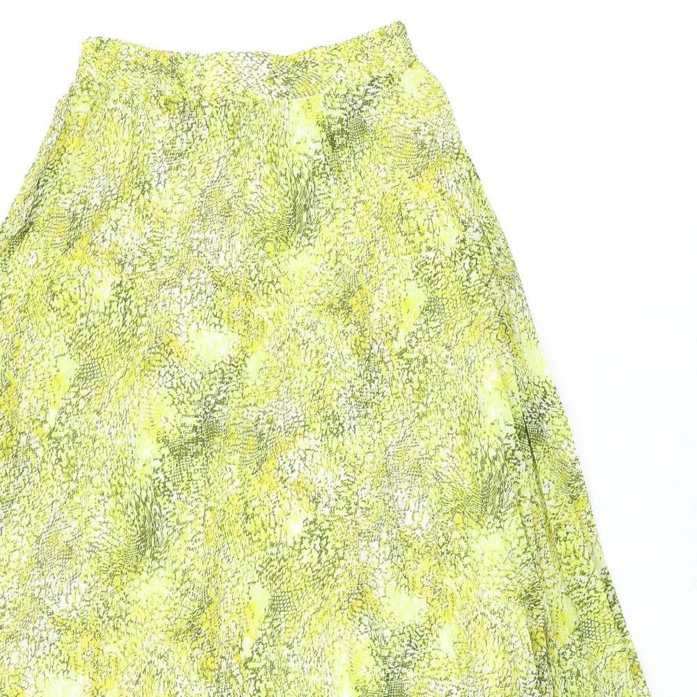 Marks and Spencer Womens Yellow Geometric Polyester Swing Skirt Size 6