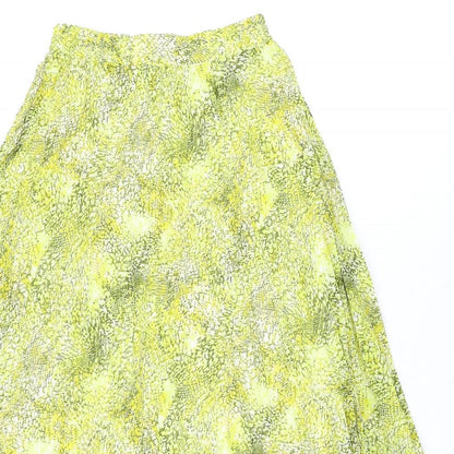 Marks and Spencer Womens Yellow Geometric Polyester Swing Skirt Size 6