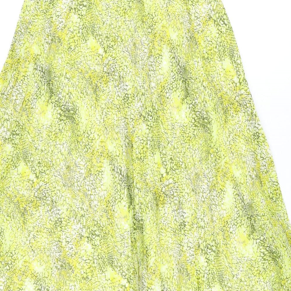 Marks and Spencer Womens Yellow Geometric Polyester Swing Skirt Size 6