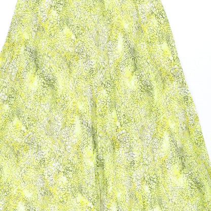 Marks and Spencer Womens Yellow Geometric Polyester Swing Skirt Size 6