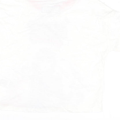 Marks and Spencer Girls White Polyester Basic T-Shirt Size 4-5 Years Round Neck Lace Up - Marvel, Hero Vibes