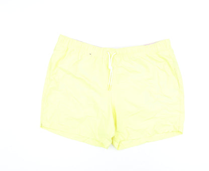 Marks and Spencer Mens Yellow Polyester Bermuda Shorts Size 2XL Regular Drawstring - Swim Shorts