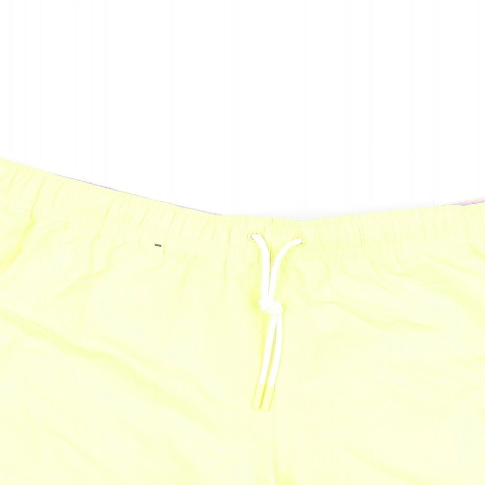Marks and Spencer Mens Yellow Polyester Bermuda Shorts Size 2XL Regular Drawstring - Swim Shorts
