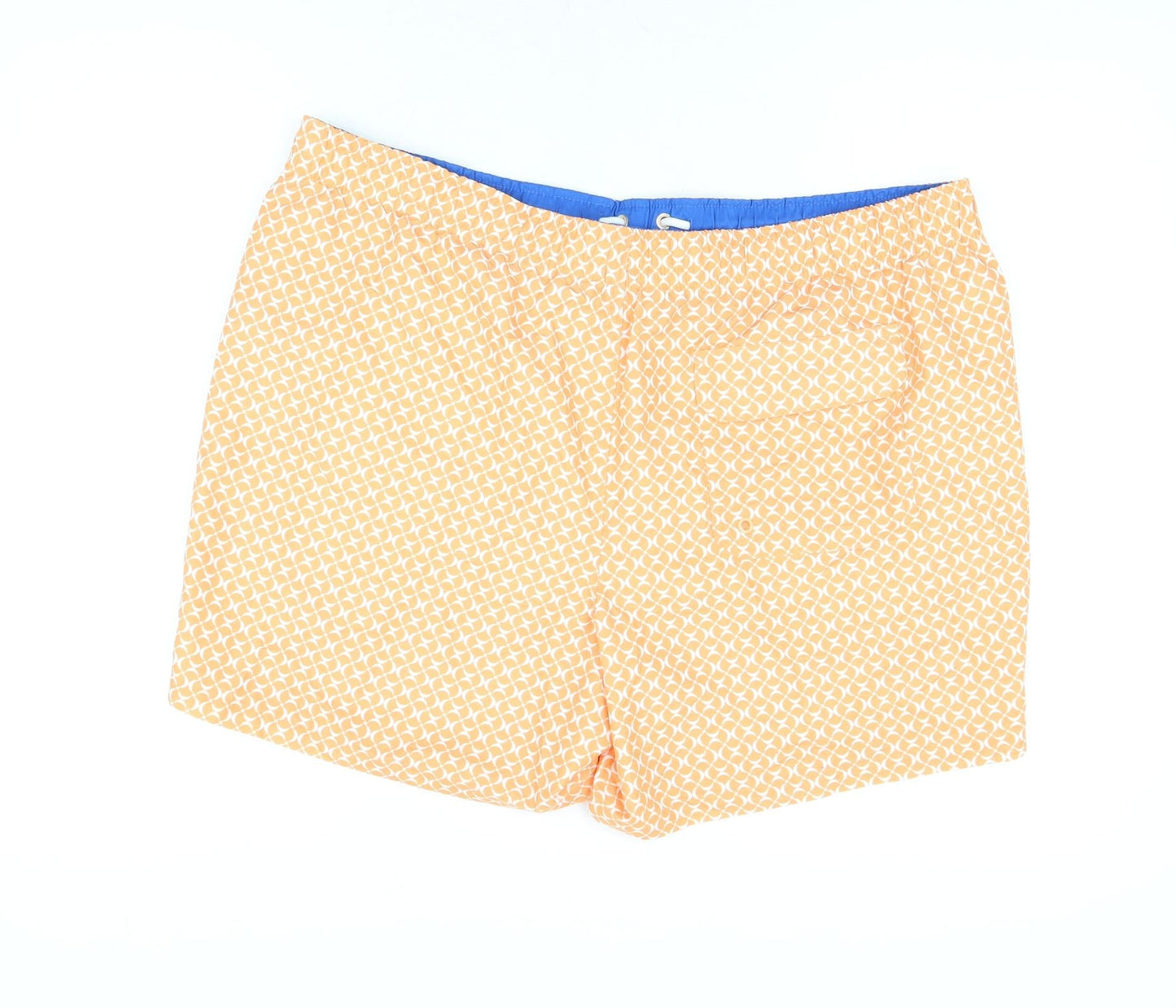 Marks and Spencer Mens Orange Geometric Polyester Bermuda Shorts Size 2XL Regular Drawstring - Swim Shorts
