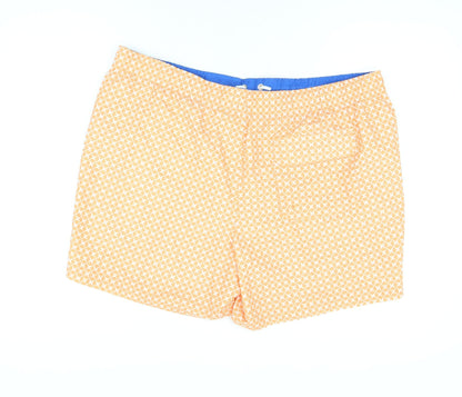 Marks and Spencer Mens Orange Geometric Polyester Bermuda Shorts Size 2XL Regular Drawstring - Swim Shorts