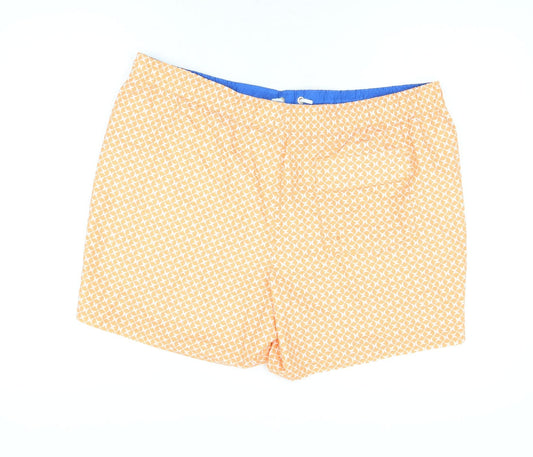 Marks and Spencer Mens Orange Geometric Polyester Bermuda Shorts Size 2XL Regular Drawstring - Swim Shorts