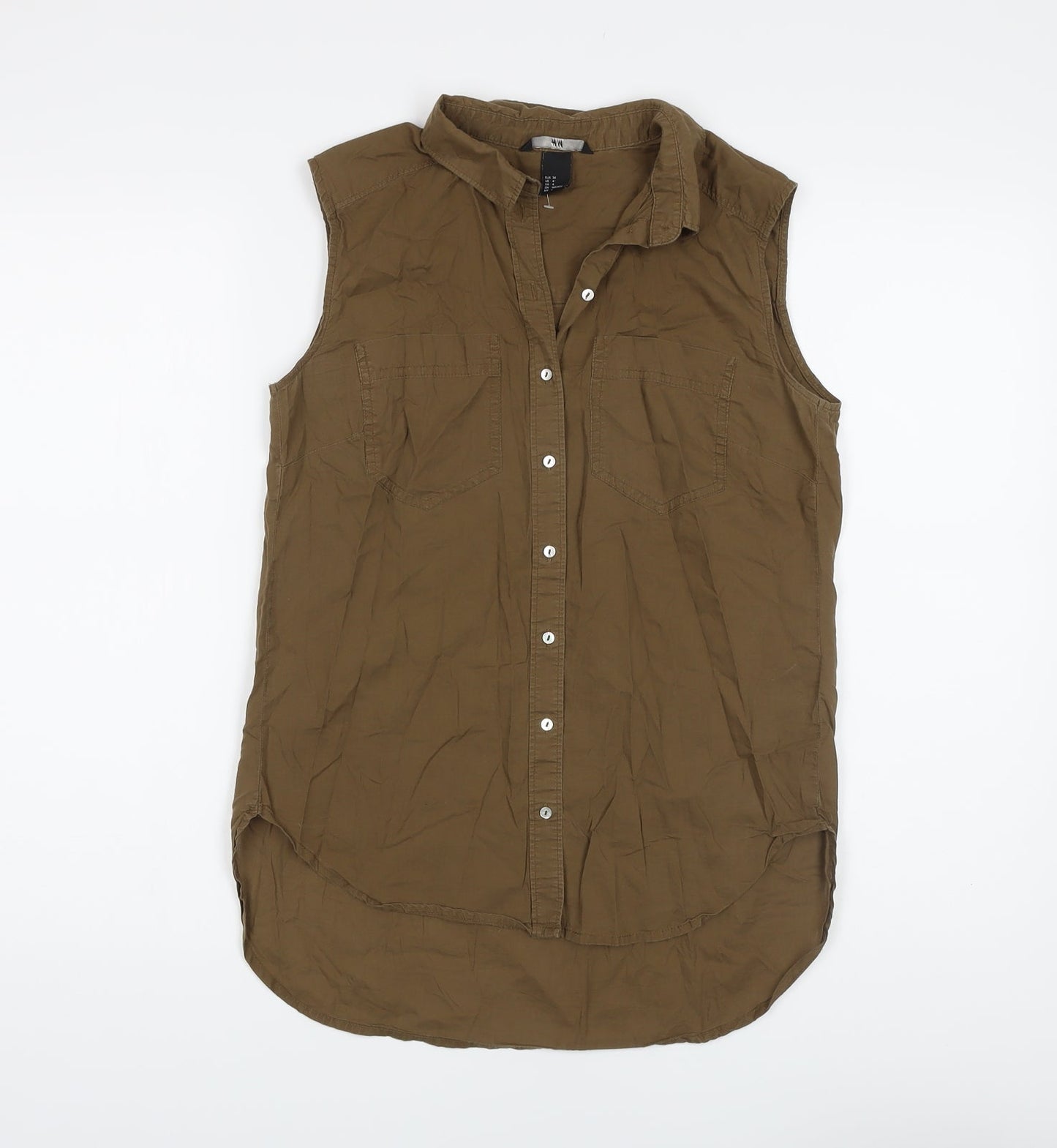 Womens UK Size 6 H&M Brown Basic Button-Up