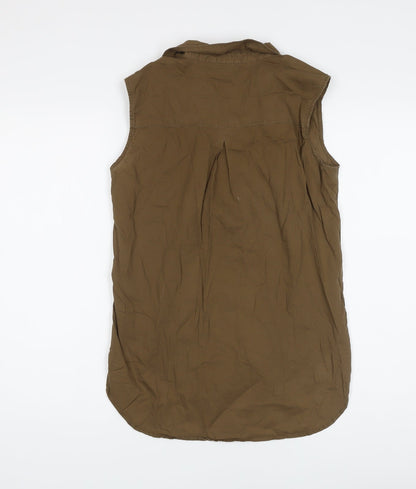 Womens UK Size 6 H&M Brown Basic Button-Up