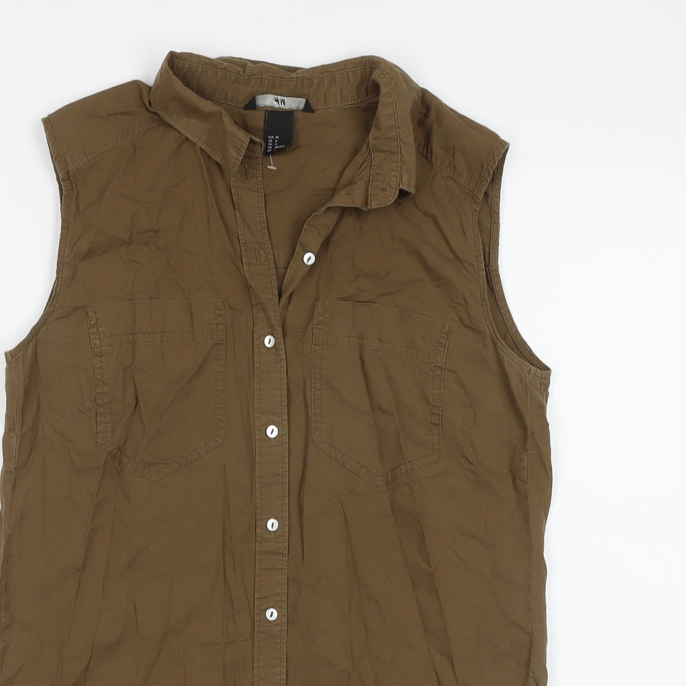 Womens UK Size 6 H&M Brown Basic Button-Up