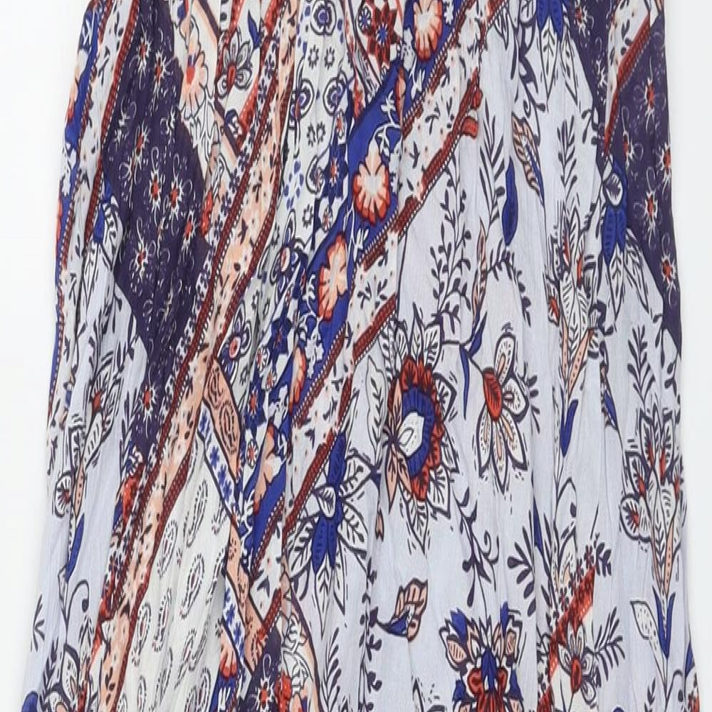 Kings Road Womens Multicoloured Geometric Cotton A-Line Size L V-Neck Pullover