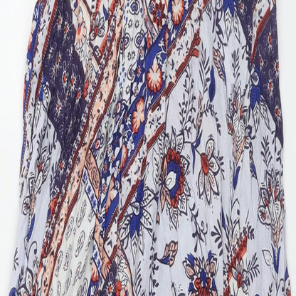 Kings Road Womens Multicoloured Geometric Cotton A-Line Size L V-Neck Pullover