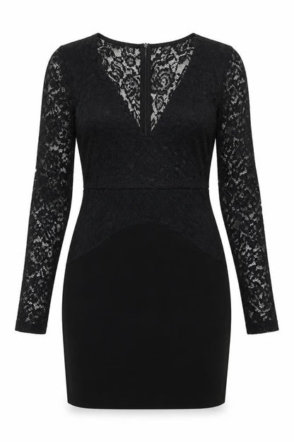 AX Paris Womens Black Polyester Bodycon Size 8 V-Neck Zip