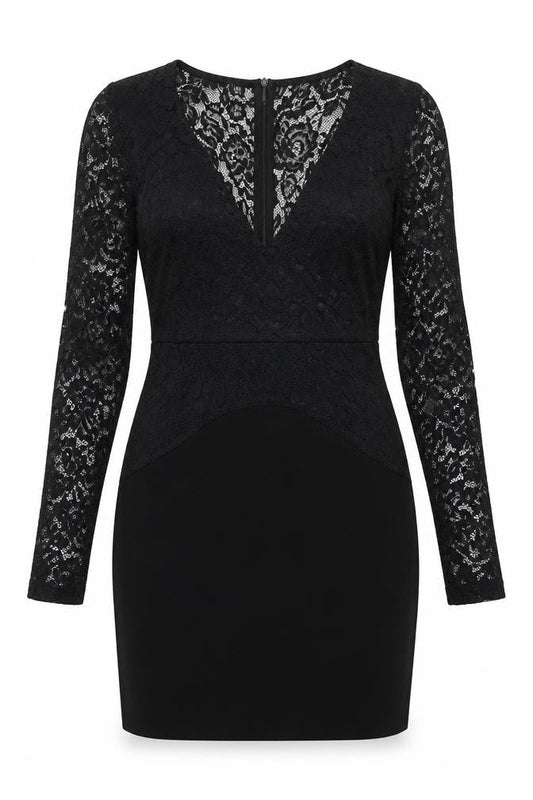 AX Paris Womens Black Polyester Bodycon Size 8 V-Neck Zip
