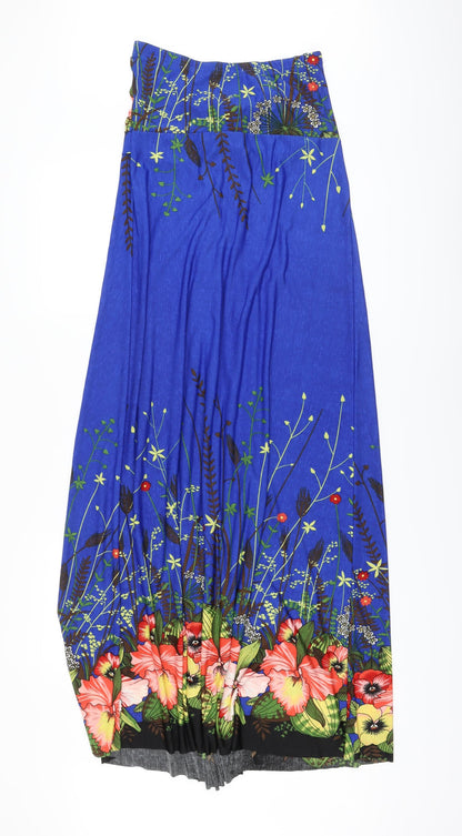 Stella Womens Blue Floral Polyester A-Line Size L Off the Shoulder Pullover