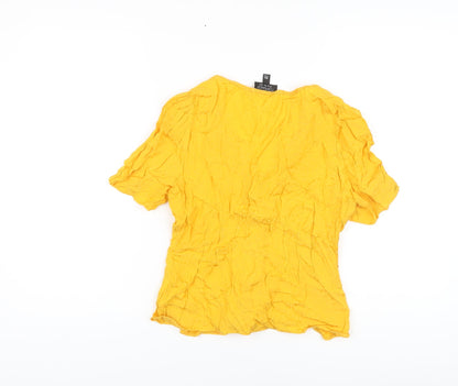 Womens UK Size 10 Topshop Yellow Basic Blouse