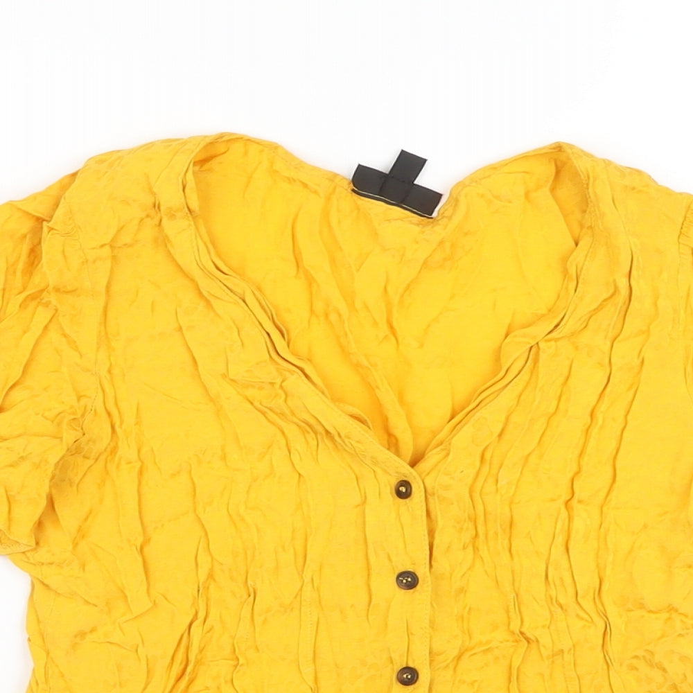 Womens UK Size 10 Topshop Yellow Basic Blouse