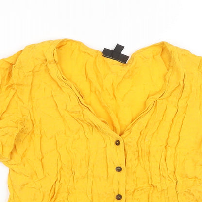 Womens UK Size 10 Topshop Yellow Basic Blouse