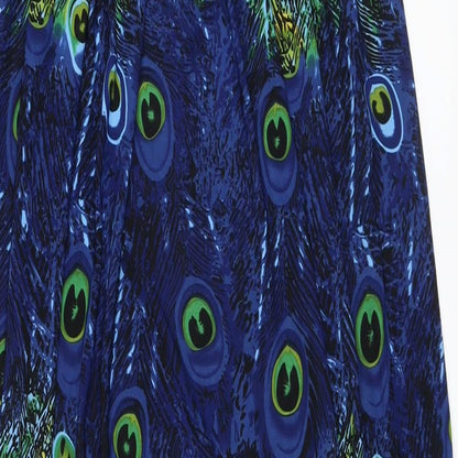 Mela London Womens Blue Geometric Polyester A-Line Size L Off the Shoulder Pullover