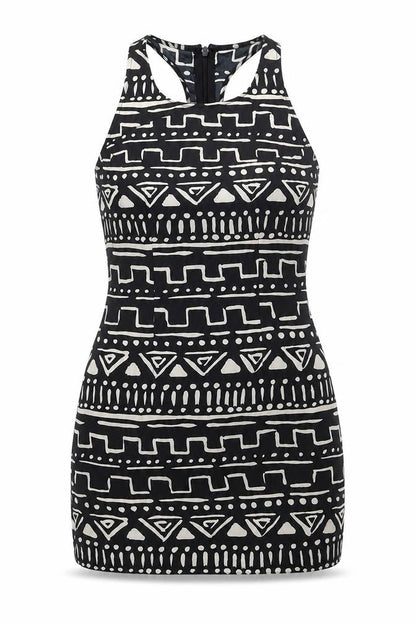 Nom & Plume Womens Black Geometric Polyester Mini Size XS Halter Zip