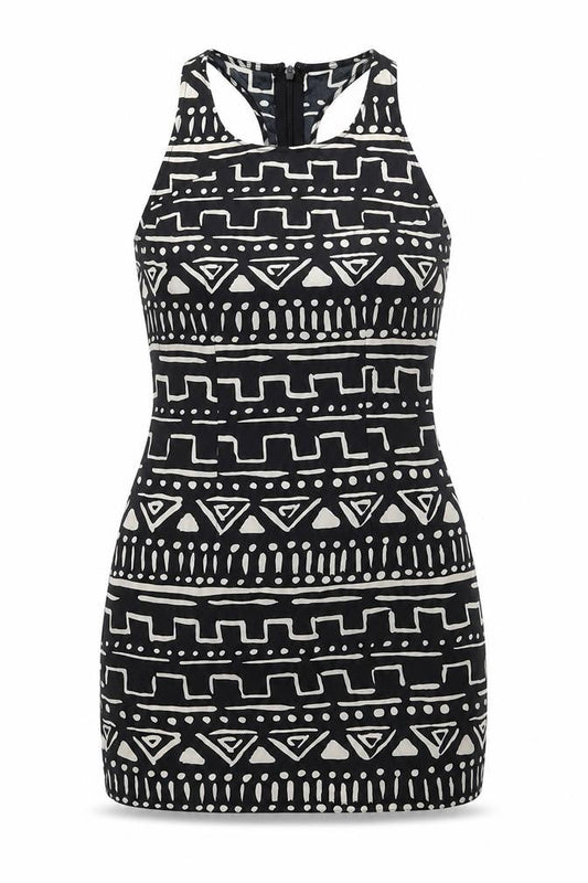 Nom & Plume Womens Black Geometric Polyester Mini Size XS Halter Zip
