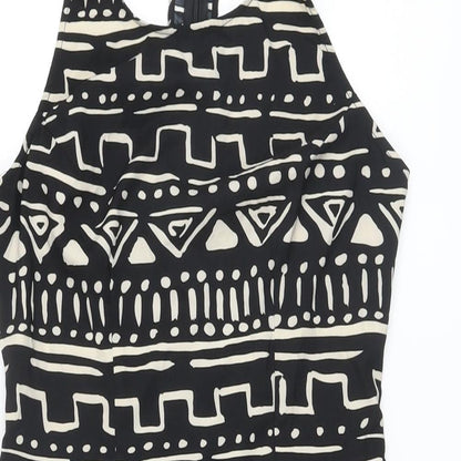Nom & Plume Womens Black Geometric Polyester Mini Size XS Halter Zip