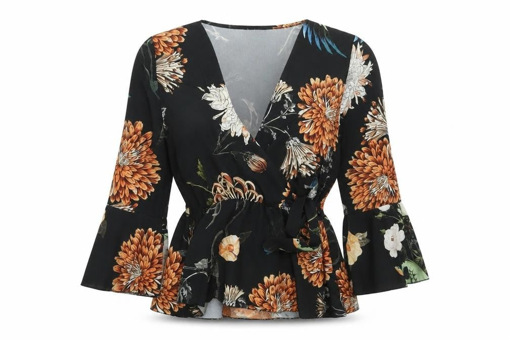 Womens UK Size 10 Boohoo Black Wrap Blouse