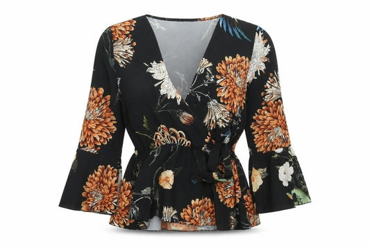 Womens UK Size 10 Boohoo Black Wrap Blouse